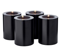 4er-Set Dauerkerze Cornelius (Höhe 8 cm, Ø 6 cm) Schwarz, Teelichthalter hitzebeständig bis 90°