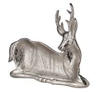 SALE Schale Dekoschale Servierschale Hirsch, Aluminium vernickelt, L 29 cm, B 20 cm, H 4 cm
