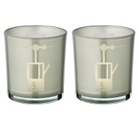 2er-Set Teelichtglas Lift (Höhe 8 cm, ø 7,5 cm) in Grau, Windlicht mit sportlichem Skilift-Motiv