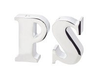 Salz- & Pfefferstreuer Favre, Buchstaben P & S, edel versilbert, Höhe 7 cm