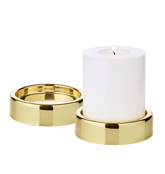 2er-Set Kerzenständer Sanremo (ø 10 cm), vernickelt, goldfarben, für Stumpenkerzen ø 8 cm