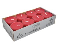 16 Stück WENZEL Maxilights Maxi-Teelichter, rot, transparente Kunststoffhülle, ø 56 mm, ohne Duft