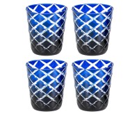 4er Set Kristallgläser Dio (Höhe 8 cm, 0,14 L), blau, handgeschliffenes Glas, Höhe 8 cm