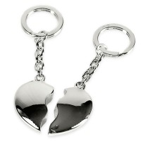 SALE Schlüsselanhänger Gebrochenes Herz, 2-teilig, edel versilbert, anlaufgeschützt, Länge 10 cm