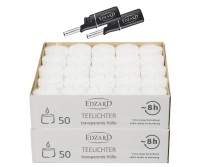 100 Stück Nightlights Teelichter, weiß, transparente Kunststoffhülle, inkl. 2 Mini-Stabfeuerzeuge