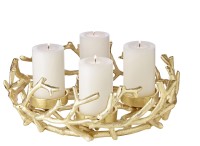 Adventskranz Porus Gold, Geweih-Design, Aluminium vernickel, Durchmesser 30 cm, für Kerzen ø 6 cm