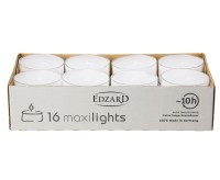 16 Stück Maxilights Maxi-Teelichter, weiß, transparente Kunststoffhülle