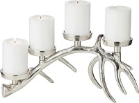SALE Tischleuchter Hugo (Höhe 15 cm, Länge 38 cm), silberfarben, Aluminium vernickelt, für 4 Kerzen