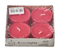 4 Stück WENZEL Maxilights Maxi-Teelichter, rot, transparente Kunststoffhülle, ø 56 mm, ohne Duft