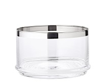 Glasschale Servierbox Vigo, mundgeblasenes Kristallglas mit Platinrand, ø 19 cm, Höhe 12 cm