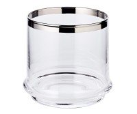 Glasdose Lia (Höhe 12 cm, Ø 14 cm), mundgeblasenes Kristallglas mit Platinrand